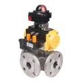 Gas , liquid 4 inch flange pneumatic three-way ball valve